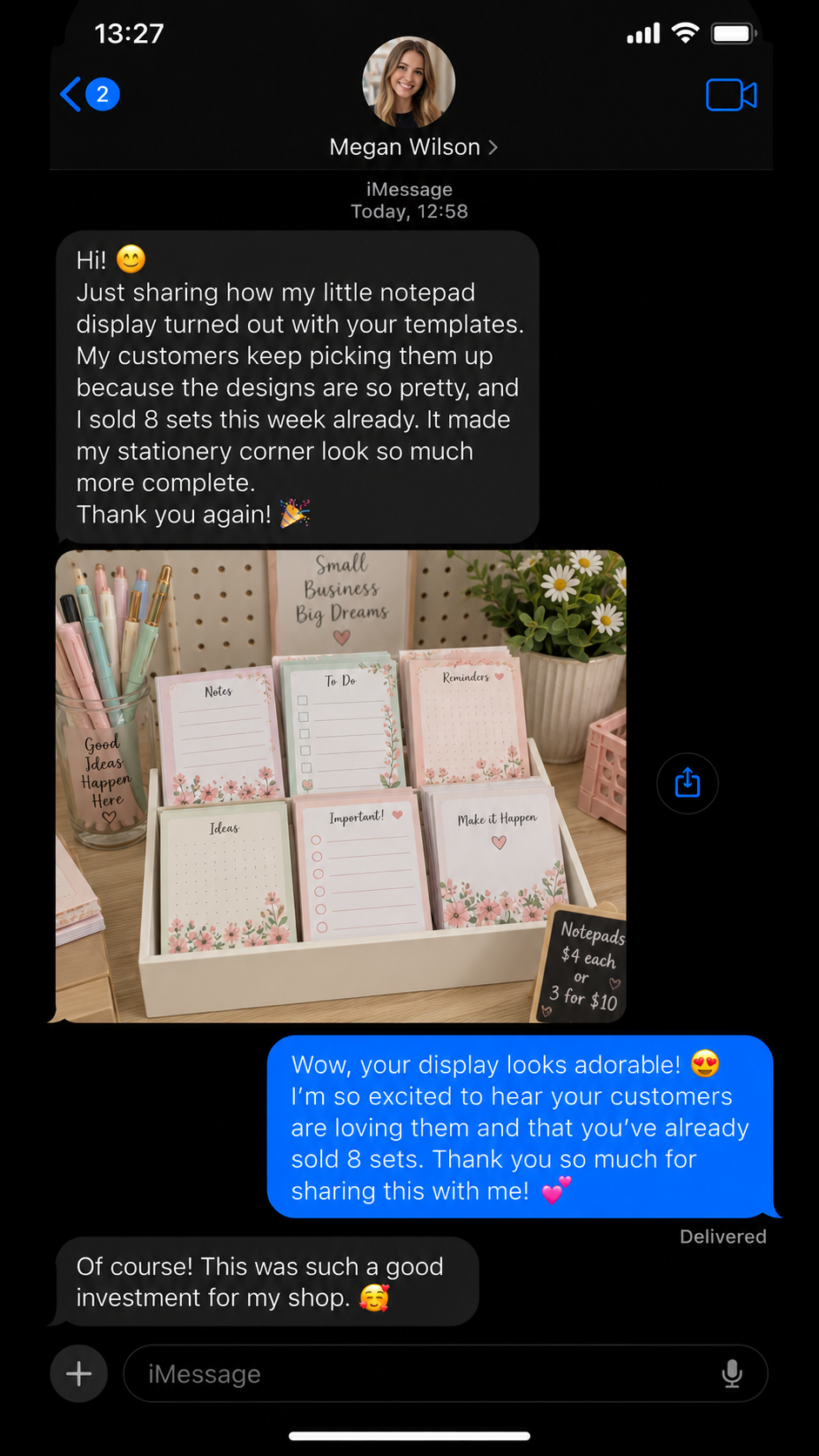 Customer testimonial from Megan Wilson