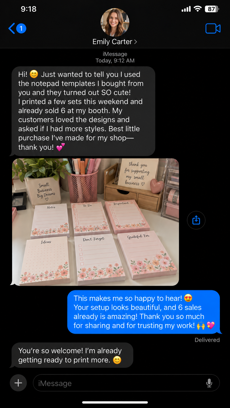 Customer testimonial from Emily Carter