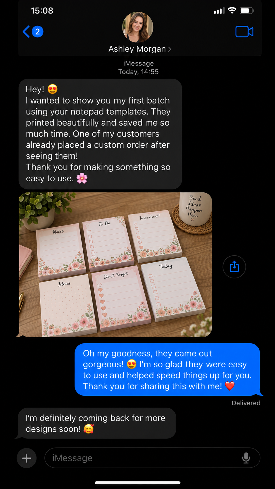 Customer testimonial from Ashley Morgan